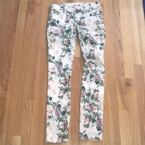 Light pink floral skinny jeans